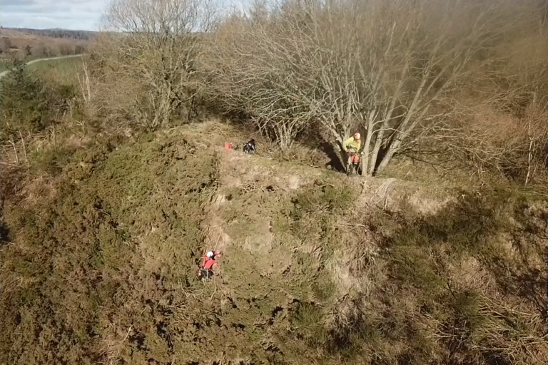 Abseiling for conservation – gorse and broom clearance at Muirden Farm quarry